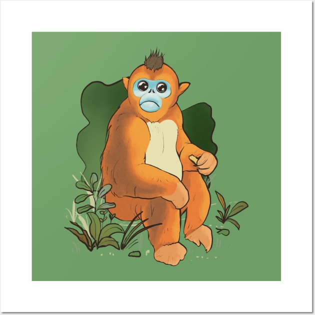 Cute golden monkey Wall Art by Mimie20